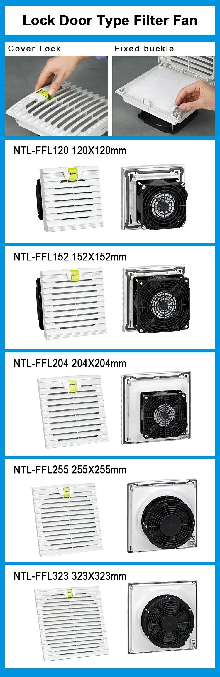 Cabinet Cooling Fan, Auto Air Filter Ntl-Ffl 120*120mm