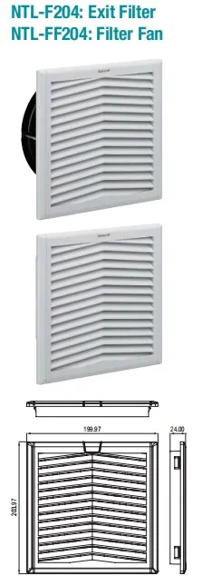 Ce and RoHS Certified AC/DC Filter and Fan 204*204mm Ventilation Cooling Fan Filter Ntl-FF204