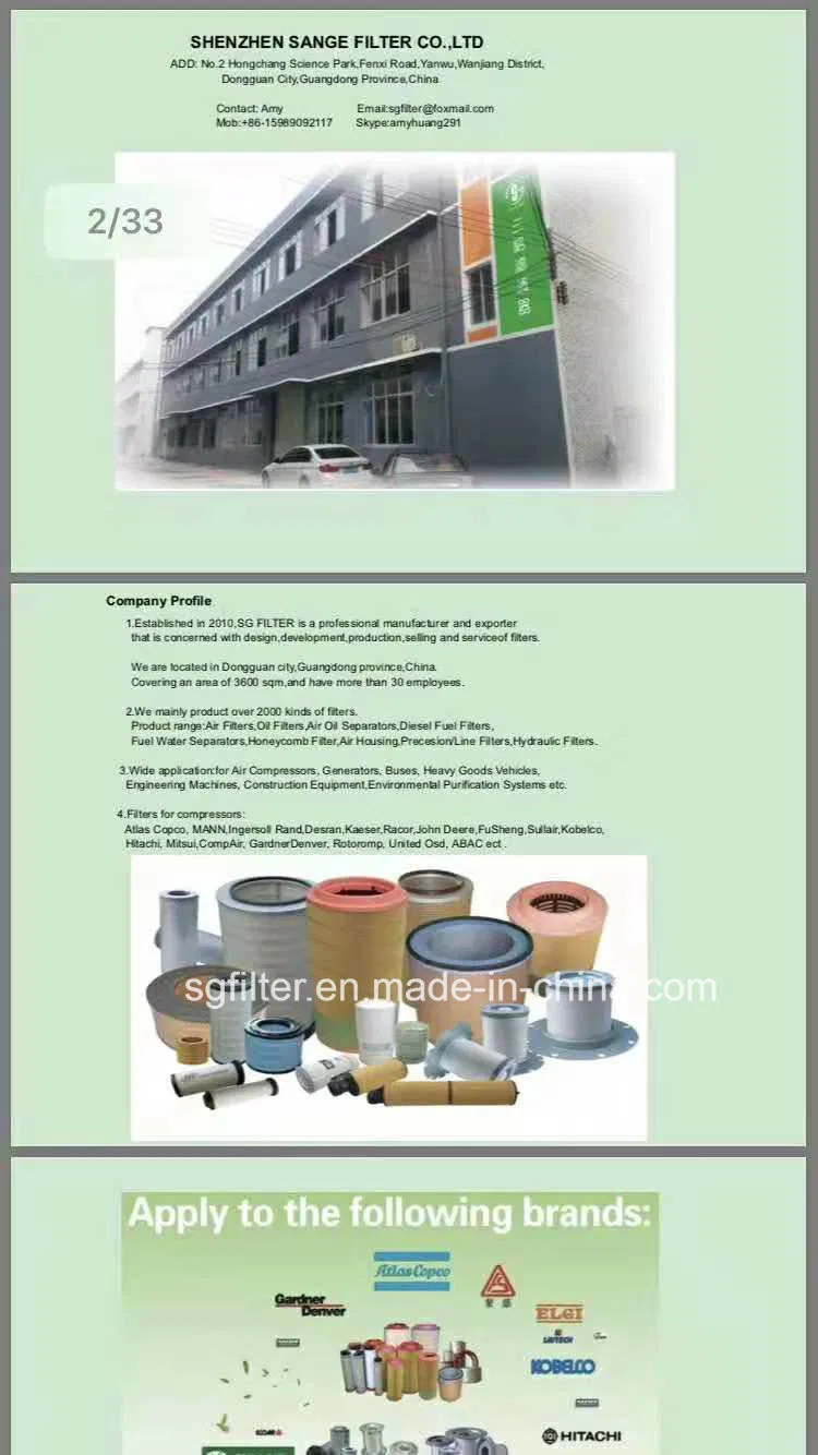 Compressed Air Filter F-0010-He F-0010-Gp Line Element Filter