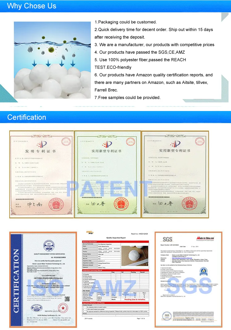 Eco Polyester Fiber Ball Pool Filter Balls Fiber Ball Filter Media for Water Treatment