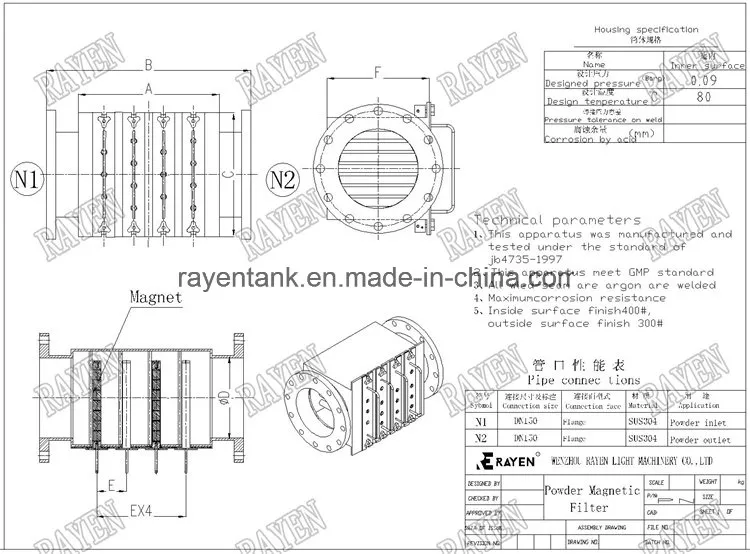 Food Grade Stainless Steel Magnet Clean Filter Magnetic Strainer
