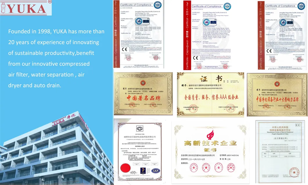 High Precision Compressed Air Filter Manufacturer for Air Compressor Yd405