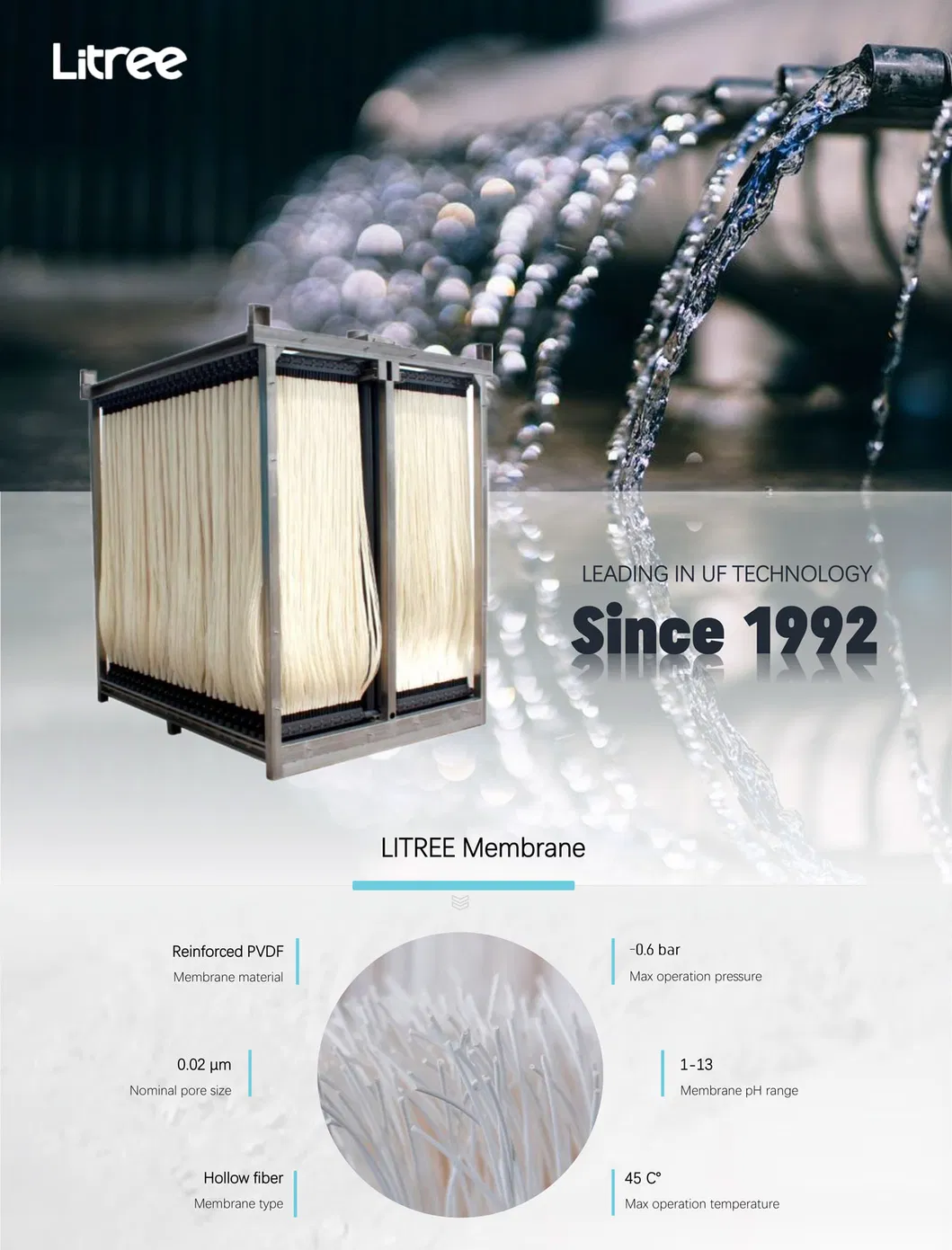 Litree Curtain Design Immersed UF Membrane Mbr for Industrial Sewage Treatment Plant