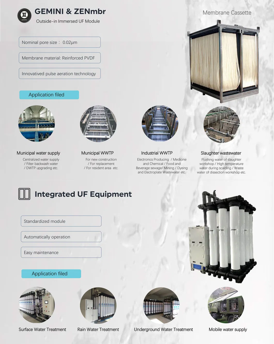 Litree Curtain Design Immersed UF Membrane Mbr for Industrial Sewage Treatment Plant