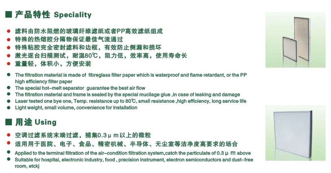 Mini-Pleat H10 H11 H12 H13 H14 HEPA Filter