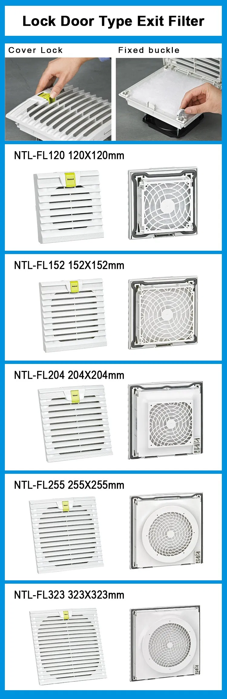 Natural Selling Cheap Small Plastic Filter Fan 8 Inch 204*204mm