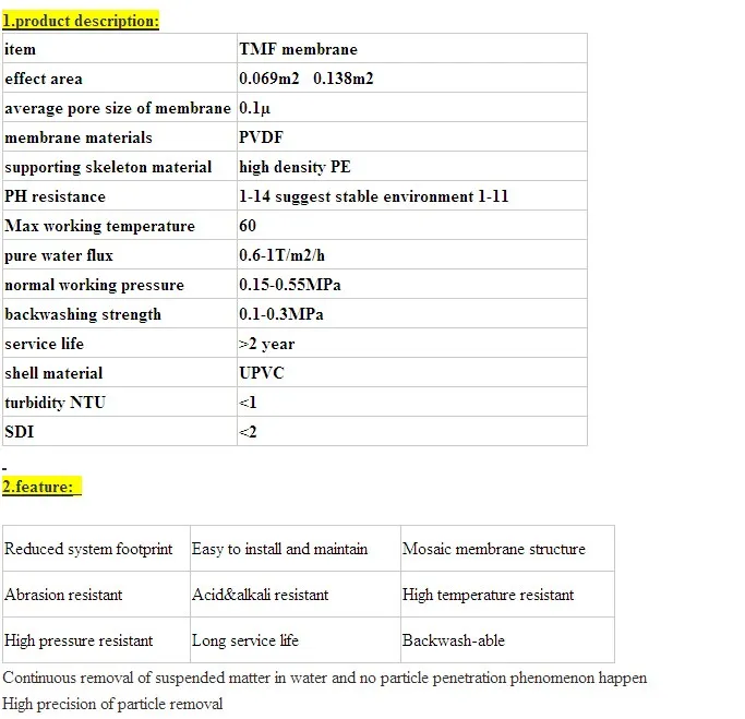 Tmf Membrane for Separate Solid From Liquid